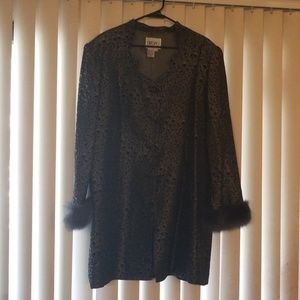 Carissimo Smoke Grey Suit with Faux Fur Cuffs